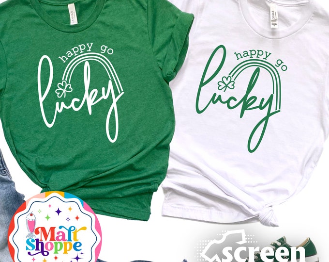MALT SHOPPE St Patrick's Day Happy Go Lucky Saint Patrick Unisex Youth Adult Shirt