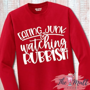 MALT SHOPPE Christmas Eating Junk and Watching Rubbish Home Alone Youth Adult Long Sleeve Shirt