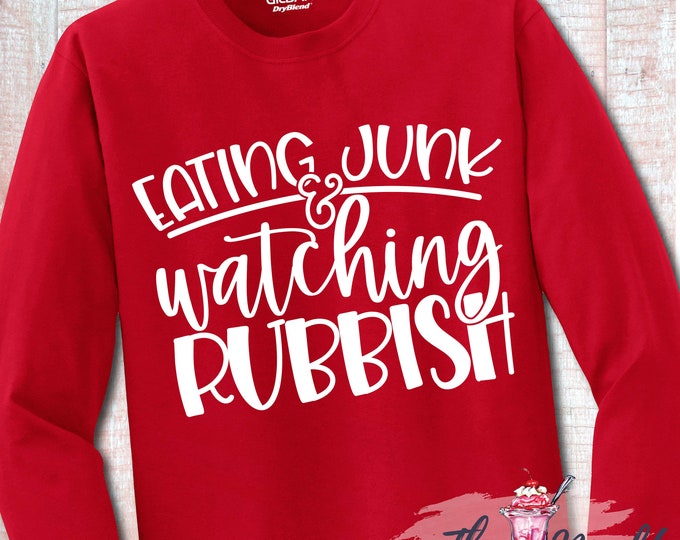 MALT SHOPPE Christmas Eating Junk and Watching Rubbish Home Alone Youth Adult Long Sleeve Shirt