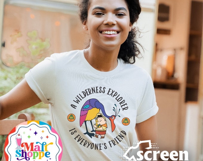 MALT SHOPPE Up The Wilderness Must Be Explored Carl Ellie Russell Dug Kevin Adventure Friend to All Shirt