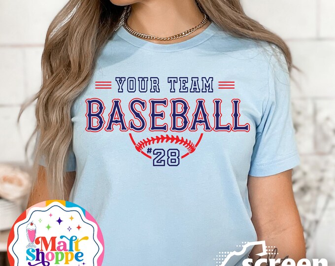 MALT SHOPPE CUSTOM Your Team Baseball Retro Design Player Name Number Mascot Your Team Your Colors Shirt T-Shirt Tank Top