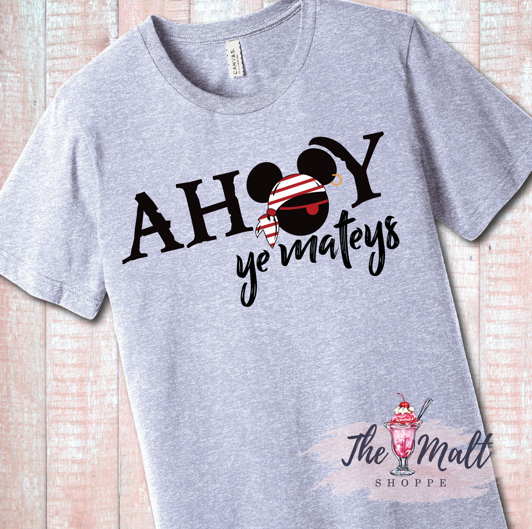 MALT SHOPPE Pirates of the Caribbean Mickey's Pirate Party Ahoy Mateys  Disney Cruise inspired by Disney Magic Kingdom Unisex Shirt