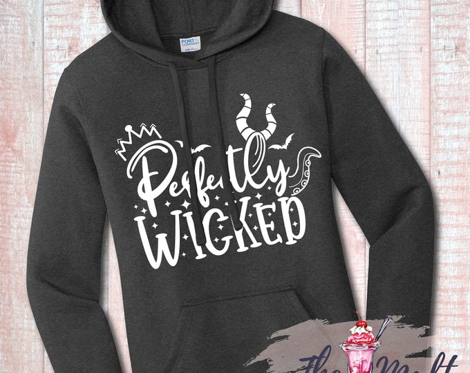 MALT SHOPPE Villains Perfectly Wicked Disney Villains Gray Heather Hoodie Ladies Fit XS - 4X