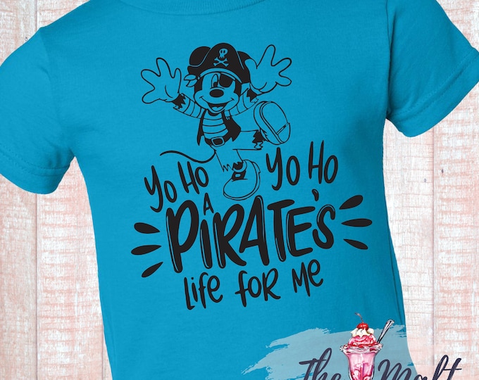 MALT SHOPPE Pirates of the Caribbean Yo Ho A Pirates Life for Me Mickey inspired by Disney Magic Kingdom Unisex Shirt Infant Toddler Youth