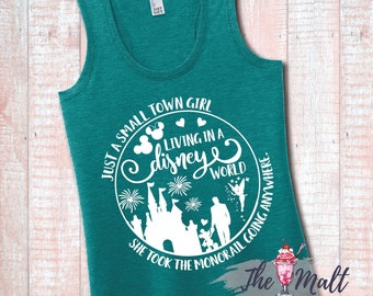 MALT SHOPPE Just a Small Town Girl Living in a Disney World Tank Top