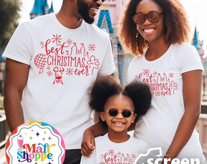 MALT SHOPPE Disney Four Parks Icons Disney World Best Christmas Ever Shirt T-Shirt Tank Top