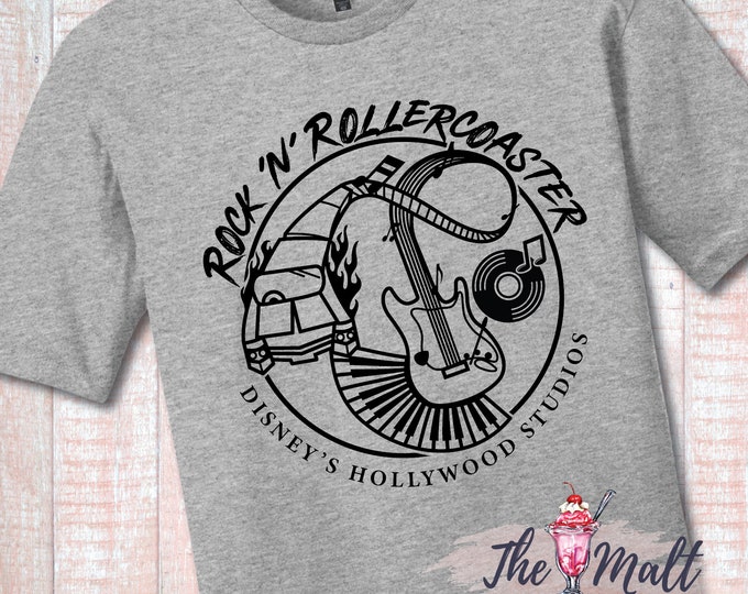 MALT SHOPPE Rock n Rollercoaster Hollywood Studios Inspired Vacation tee Super Stretch Disney World  Tee Youth Adult