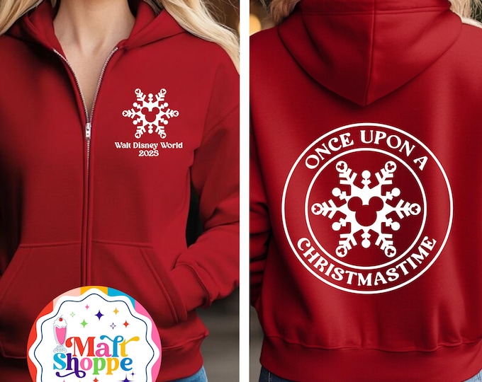 MALT SHOPPE Magical Zip Up Hoodie Jacket Christmas Disney World Disneyland Vacation Sweatshirt