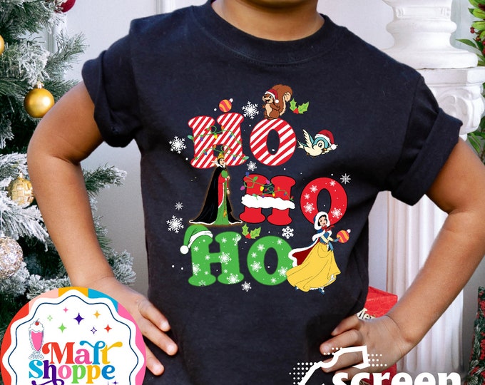 MALT SHOPPE Disney Ho Ho Ho Snow White Evil Queen Seven Dwarfs Family Tee Shirt