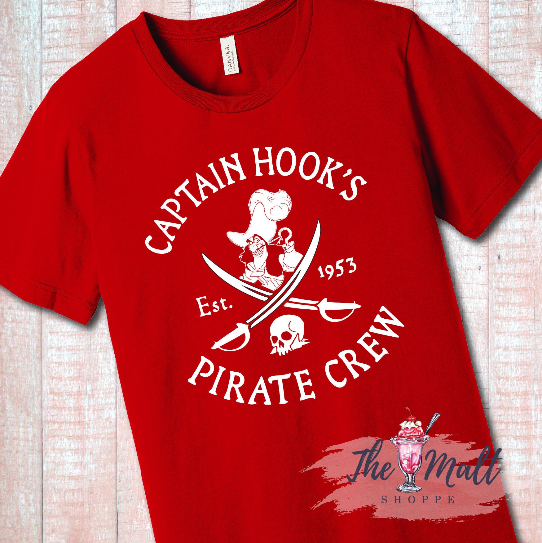 Discover MALT SHOPPE Pirates of the Caribbean Hook's Pirate Crew Captain Hook Neverland Disney Cruise inspired by Disney Magic Kingdom Unisex Shirts