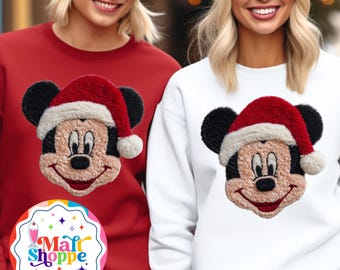 Christmas Malt Shoppe Disney Santa Mickey FAUX Yarn Embroidery