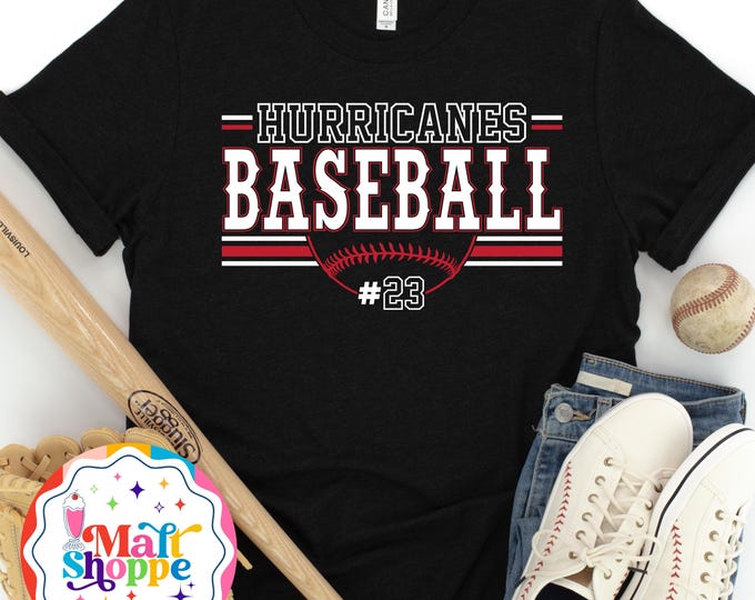 MALT SHOPPE HURRICANES Baseball Letters Design Shirt T-Shirt Hoodie Tank Top