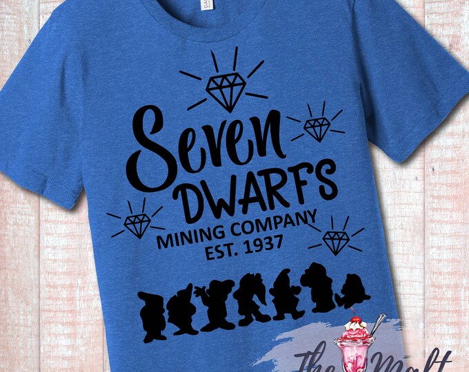 MALT SHOPPE Unisex Seven Dwarfs Mining Company Snow White Storybook Dining Disney World Shirt