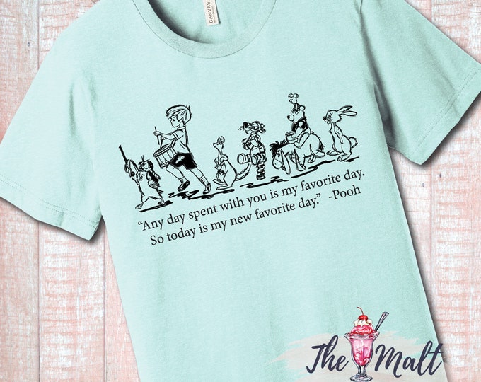 MALT SHOPPE Crystal Palace Pooh Friend Parade Winnie the Pooh Piglet Rabbit Eeyore Tigger Owl Christopher Robin Shirt