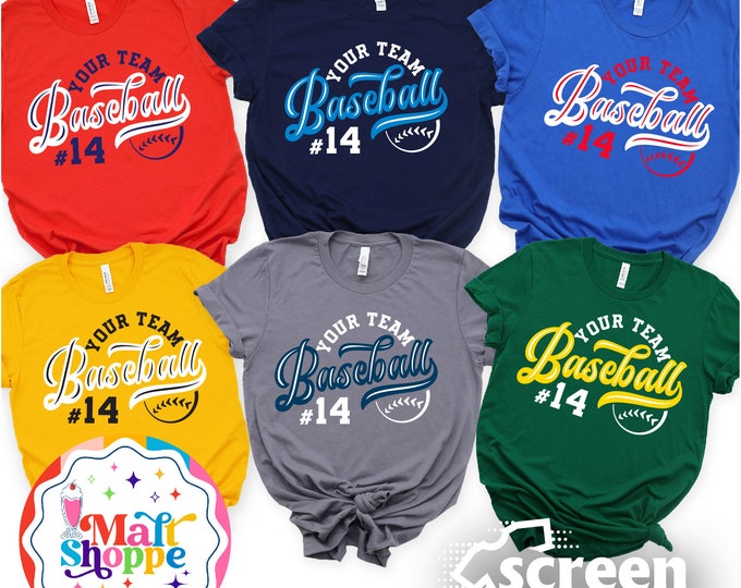 MALT SHOPPE CUSTOM Your Team Baseball Retro Swoosh Your Team Your Colors Shirt T-Shirt Tank Top