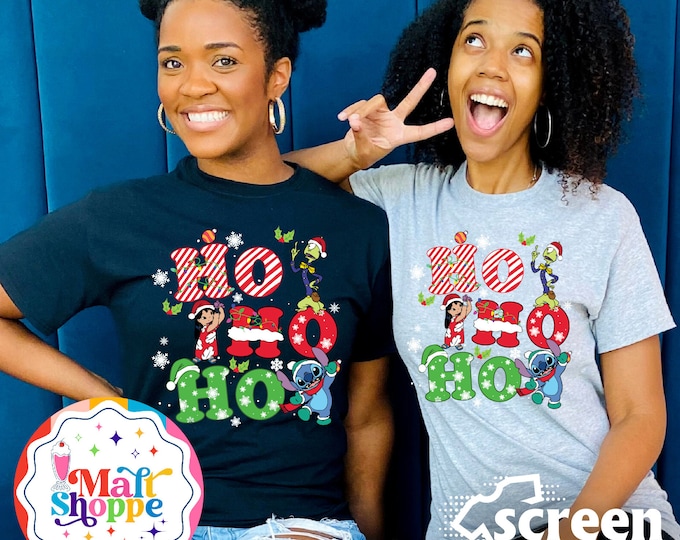 MALT SHOPPE Disney Ho Ho Ho Lilo Stitch Ohana Family Tee Shirt