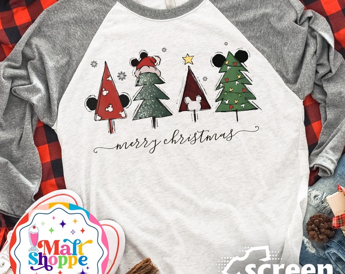 MALT SHOPPE Disney Merry Christmas Mickey Christmas Trees Disney World Disneyland Christmas Shirt T-Shirt Tank Top