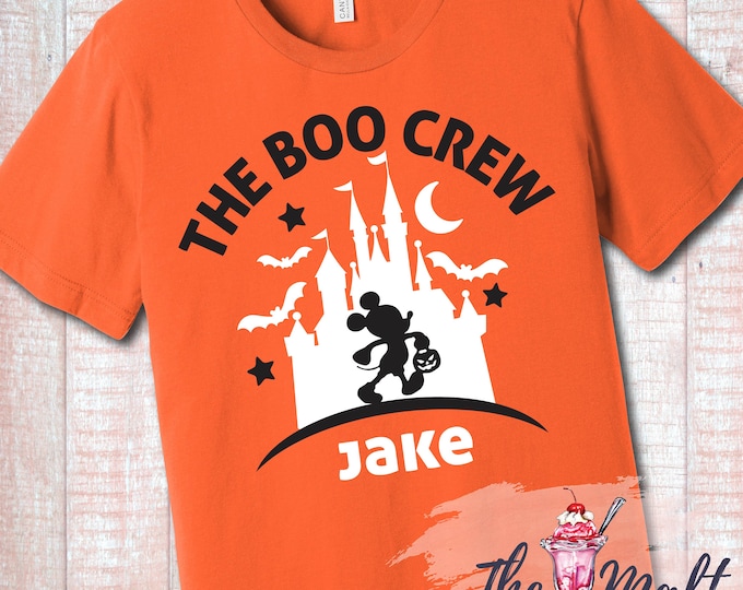 MALT SHOPPE Halloween The Boo Crew Personalized Name Date Mickey Castle Shirt Toddler Youth Adult Personalized Disney World Shirt