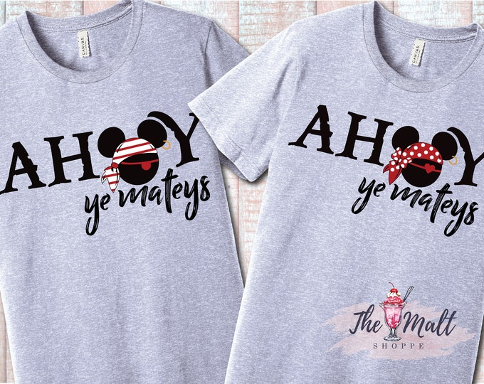 MALT SHOPPE Pirates of the Caribbean Mickey's Pirate Party Ahoy Mateys Disney Cruise inspired by Disney Magic Kingdom Unisex Shirt