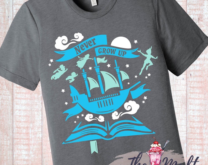 Disney Peter Pan Never Grow Up Pirate Ship Fantasyland Shirt