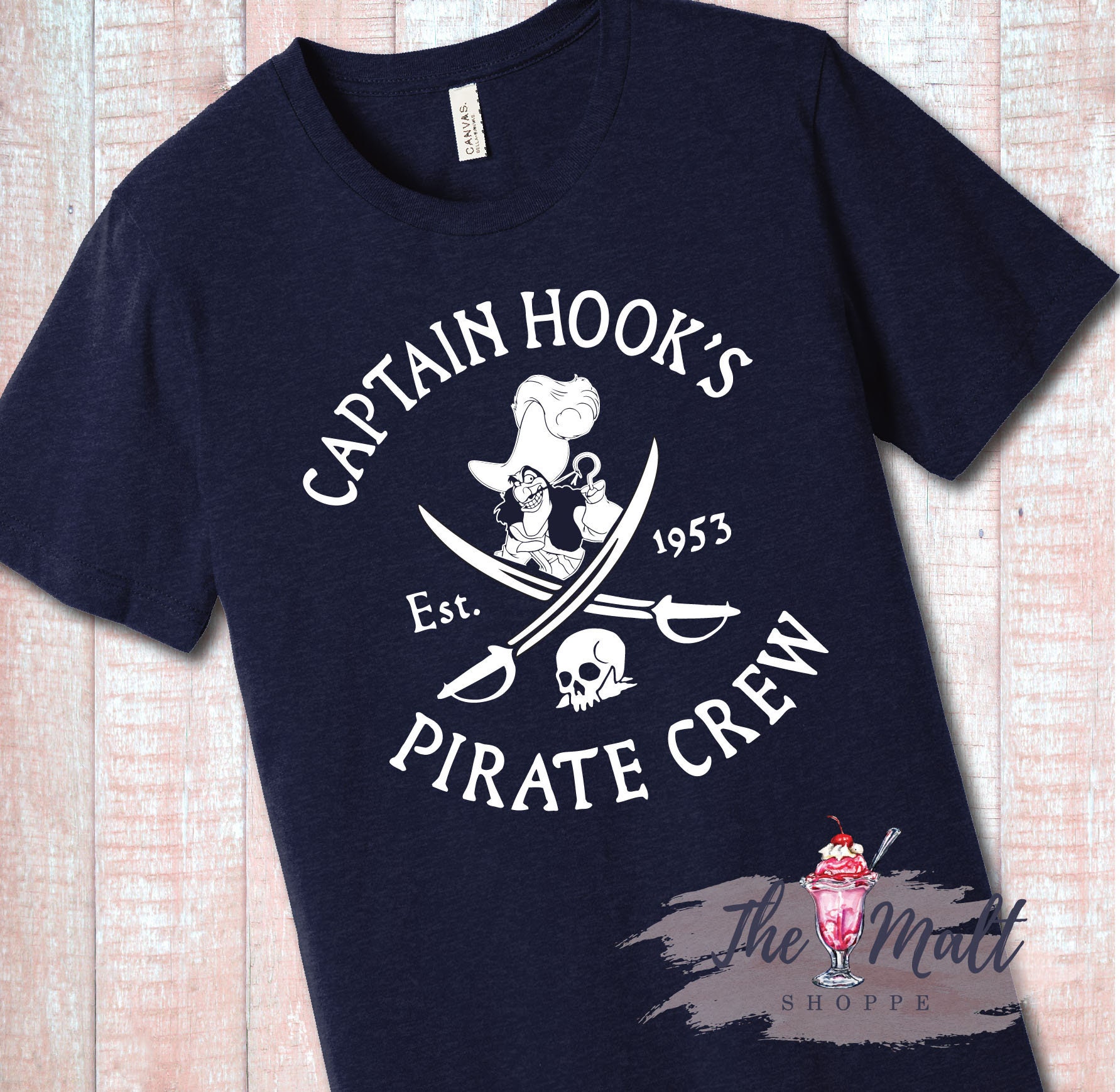 MALT SHOPPE Pirates of the Caribbean Hook's Pirate Crew Captain Hook  Neverland Disney Cruise Inspired by Disney Magic Kingdom Unisex Shirt -   UK