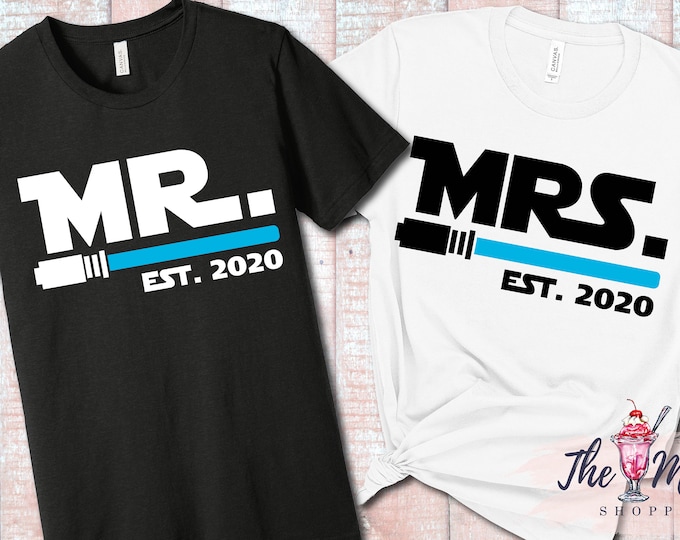Star Wars Galaxy's Edge Mr Mrs Couple Shirts Disney Honeymoon Shirts