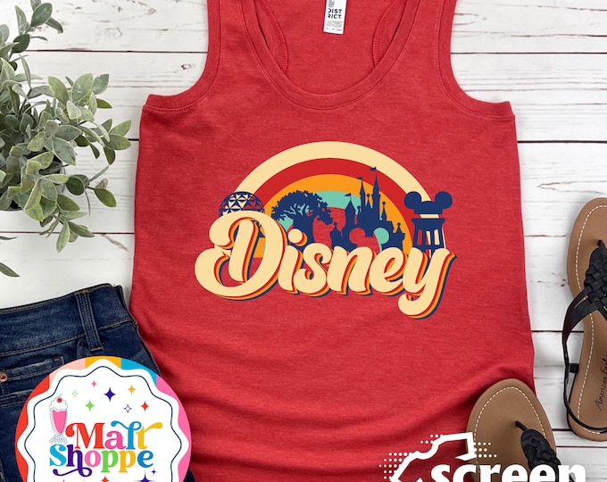 MALT SHOPPE Disney Four Parks Magic Kingdom Epcot Hollywood Studios Animal Kingdom Shirt T-Shirt Tank Top