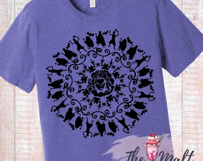 HAUNTED MANSION Stretching Room Foolish Mortals Hitchhiking Ghosts Madame Leota Mandala Shirt