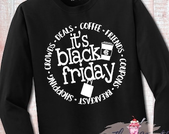 MALT SHOPPE Black Friday Christmas Shopping Youth Adult Custom Monogram Long Sleeve Shirt