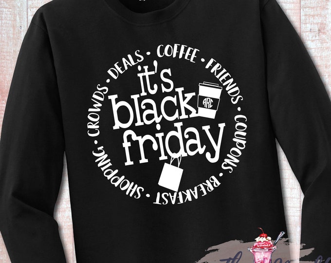MALT SHOPPE Black Friday Christmas Shopping Youth Adult Custom Monogram Long Sleeve Shirt