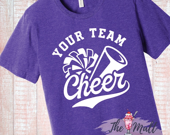 MALT SHOPPE Custom Any Team or Mascot Personalized Any Color Cheer Pom Shirt