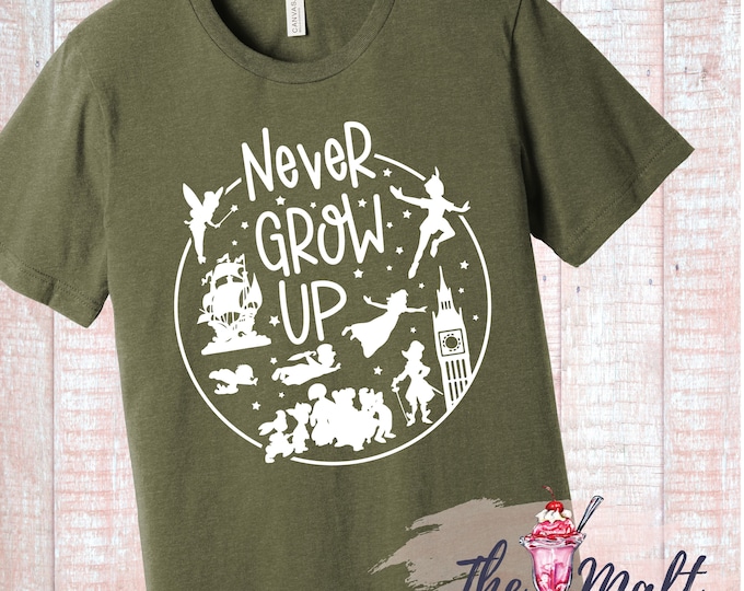 MALT SHOPPE Peter Pan Never Grow Up Inspired by Disney Tee