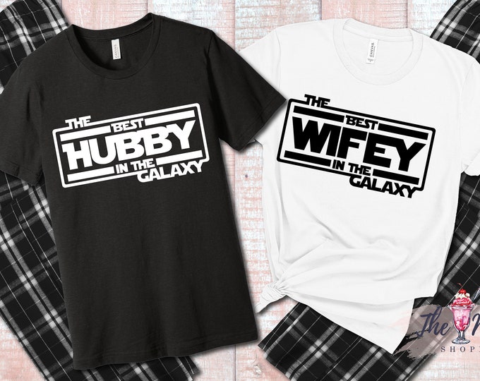 MALT SHOPPE Loungewear Best Hubby Best Wifey in the Galaxy Galactic Starcruiser Couple 2 PAIRS Disneymoon Shirt and Pant Set