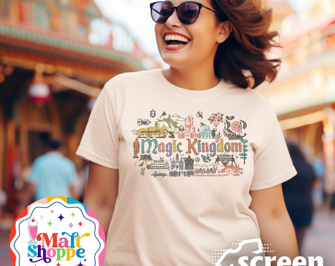 MALT SHOPPE Disney Magic Kingdom Vintage Retro Design Shirt T-Shirt Tank Top
