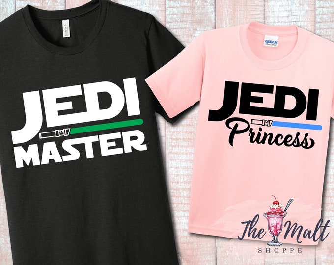 MALT SHOPPE Jedi Master Jedi Princess Inspired by Star Wars Galaxy's Edge Rise of the Resistance 2 Shirt Combo