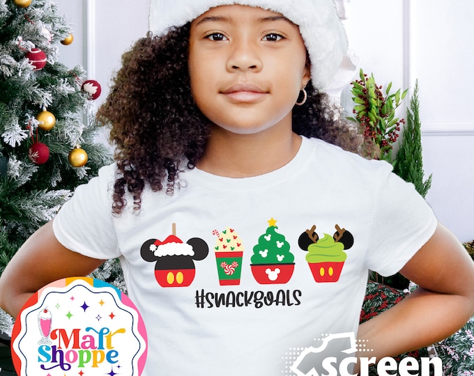 MALT SHOPPE Disney Snack Goals Christmas Snacks Holiday Mickey Family Tee Shirt Sweatshirt Hoodie Youth Toddler