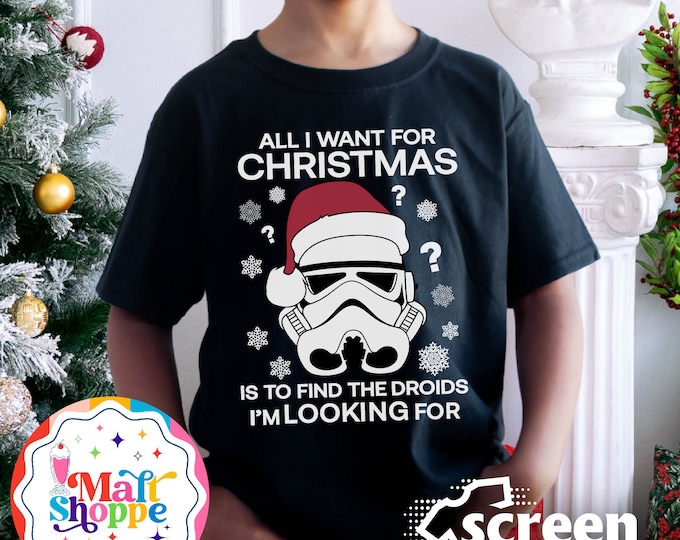 MALT SHOPPE Disney Star Wars Stormtrooper Find the Droids I'm Looking For Christmas Sithmas Galaxy's Edge Family Tee Shirt