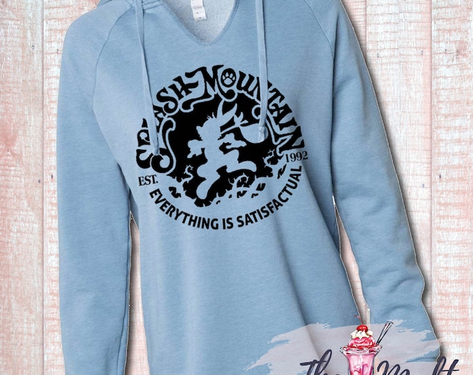 MALT SHOPPE Women's Lightweight California Wave Wash Hoodie Splash Mountain Everything Is Satisfactual Laughing Place