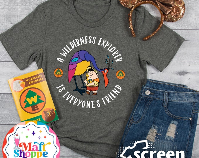 MALT SHOPPE Up The Wilderness Must Be Explored Carl Ellie Russell Dug Kevin Adventure Friend to All Shirt
