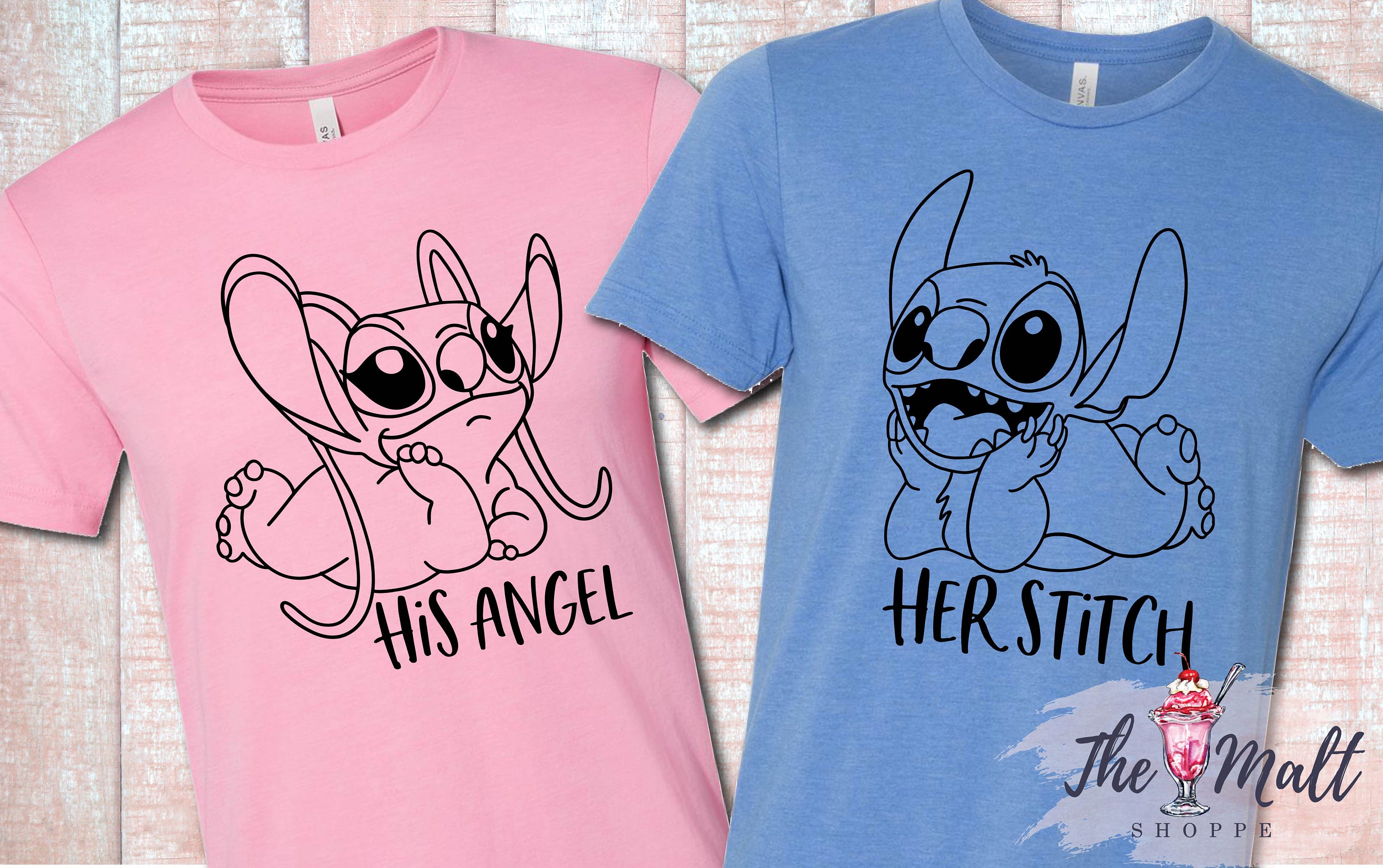 Embroidered Stitch Angel Couple Lilo & Stitch Matching Couple Stitch Disney  Stitch Angel Shirt