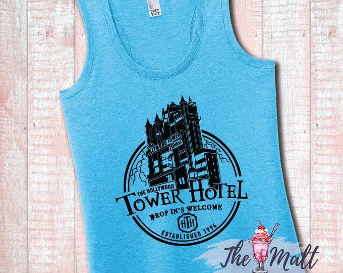 MALT SHOPPE Tower of Terror Hotel Hollywood Studios Disney World Tank Top