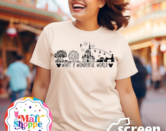 MALT SHOPPE What a Wonderful World Epcot Magic Kingdom Hollywood Studios Animal Kingdom Disney World Shirt T-Shirt Tank Top