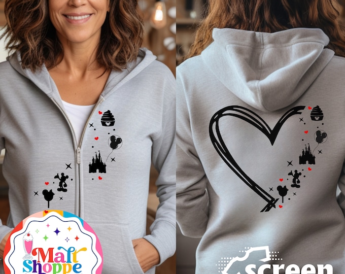 MALT SHOPPE Magical Zip Up Hoodie Jacket Disney World Disneyland Vacation Sweatshirt