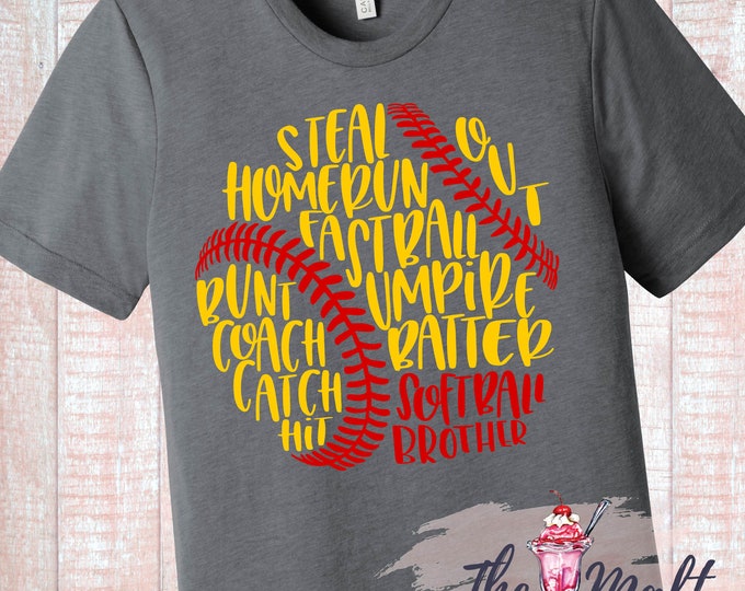 Softball Brother Custom Title or Name Word Art Design Shirt T-Shirt
