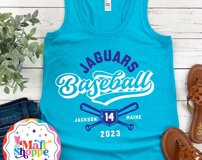 MALT SHOPPE CUSTOM Your Team Baseball Player Name Number Mascot Your Team Your Colors Shirt T-Shirt Tank Top