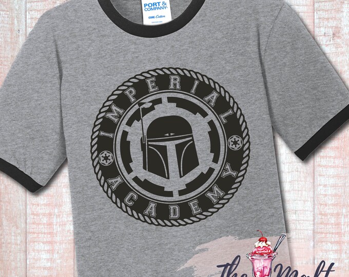 Star Wars Imperial Academy Mandalorian Disneyworld Galaxy's Edge Rise of the Resistance Ringer T Shirt