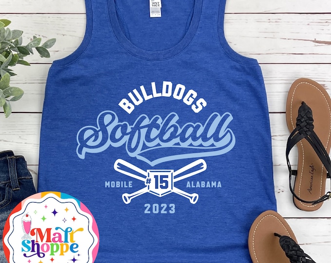 MALT SHOPPE CUSTOM Your Team Softball Player Name Number Mascot Your Team Your Colors Shirt T-Shirt Tank Top