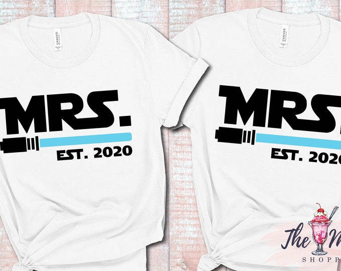 Star Wars Galaxy's Edge Mrs Mrs Couple Shirts Lesbian Couple Disney Honeymoon Shirts