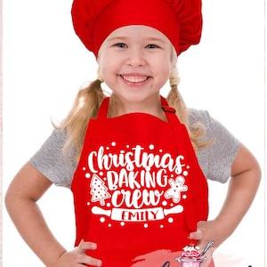 Kids Aprons Child Chef Hats, Satin Baseball Jacket (Red)