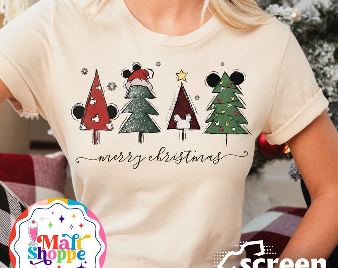 MALT SHOPPE Disney Merry Christmas Mickey Christmas Trees Disney World Disneyland Christmas Shirt T-Shirt Tank Top